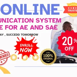Promotional banner for the Online Communication System Course for AE and SAE job preparation in Bangladesh, featuring a 20 percent discount.