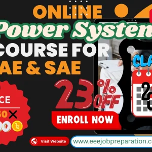 Promotional banner for the Online Power System course for EEE AE and SAE job preparation in Bangladesh, starting on October 20th, with a discounted price of 500 Taka.